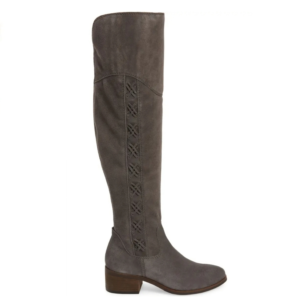 Vince Camuto Gray Suede Wide Calf OTK Boots - Picture 2 of 8